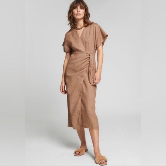 & Other Stories Linen Midi Wrap Dress - Picture 1 of 5